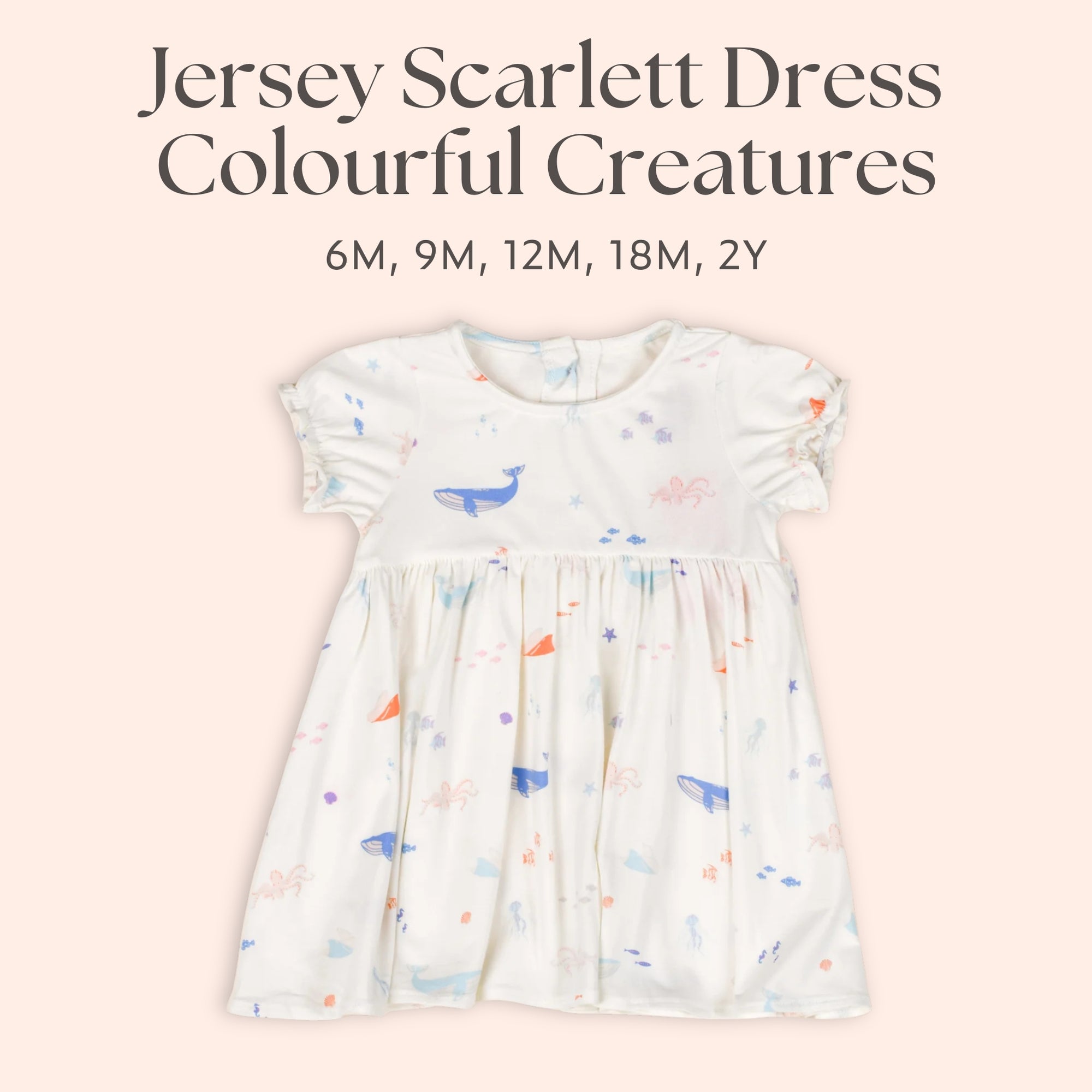 Jersey Scarlet Dress - Colourful Sea Creatures | The Elly Store