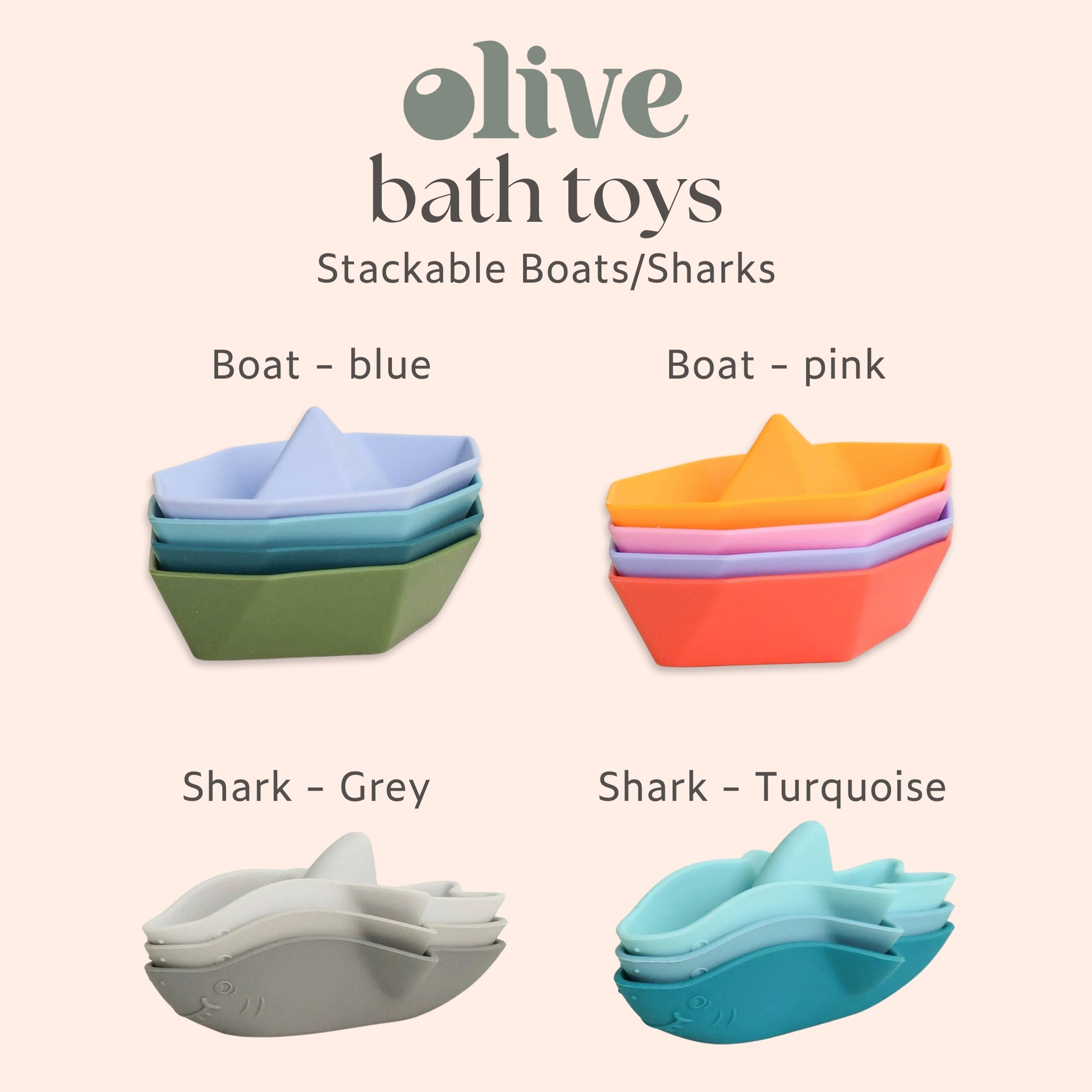 Stackable Sharks or Stackable Boats | Personalisable Turquoise Gift Set