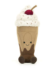 Amuseable chocolate milkshake plush toy with cherry