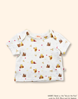 White baby tee with Classic Pooh with harvest print, soft breathable cotton fabric for everyday comfort