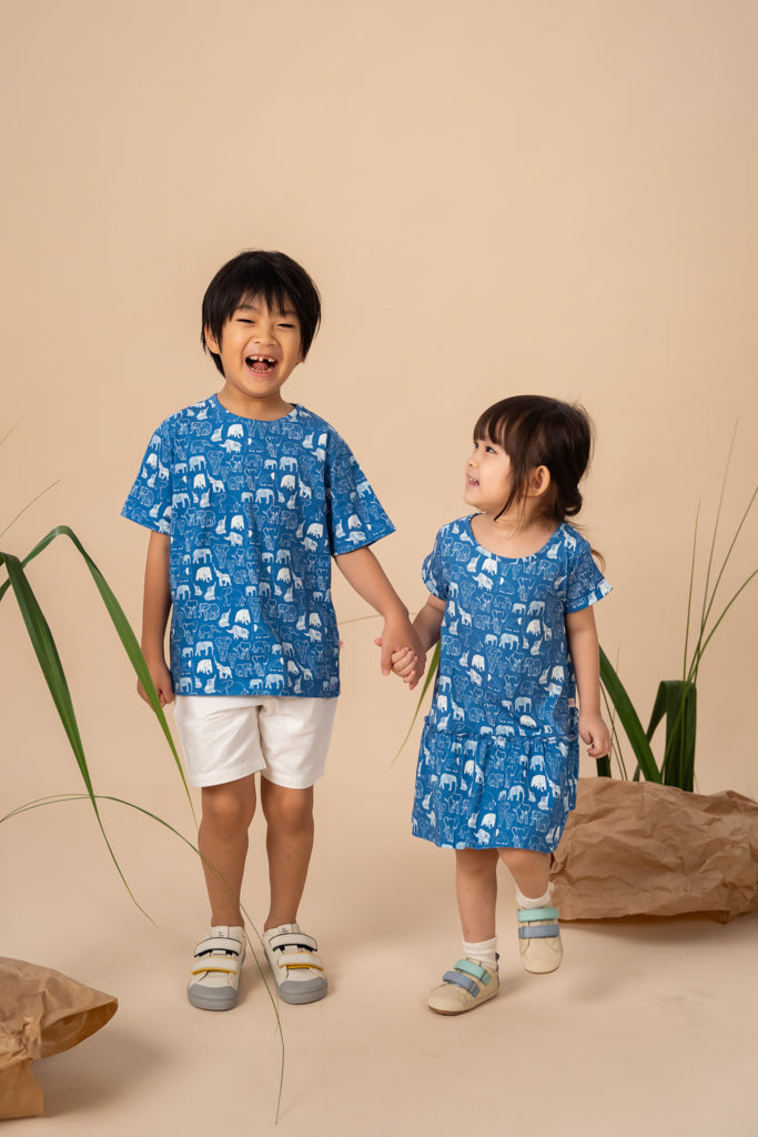 Mary Dress - Blue Elephant Families