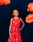 Sleeveless Dress - Red Blossom Lily