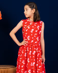 Jersey Luna Cheongsam - Red Blossom Lily