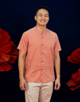Men's Mandarin-collared Shirt - Red Dragon Balls