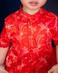 Mandarin-collared Shirt - Red Phoenix