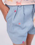 Bailey Shorts - Chambray Paws