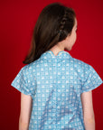 Cheongsam - Blue Mickey Tiles