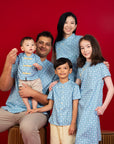 Ladies Peony Cheongsam - Blue Mickey Tiles
