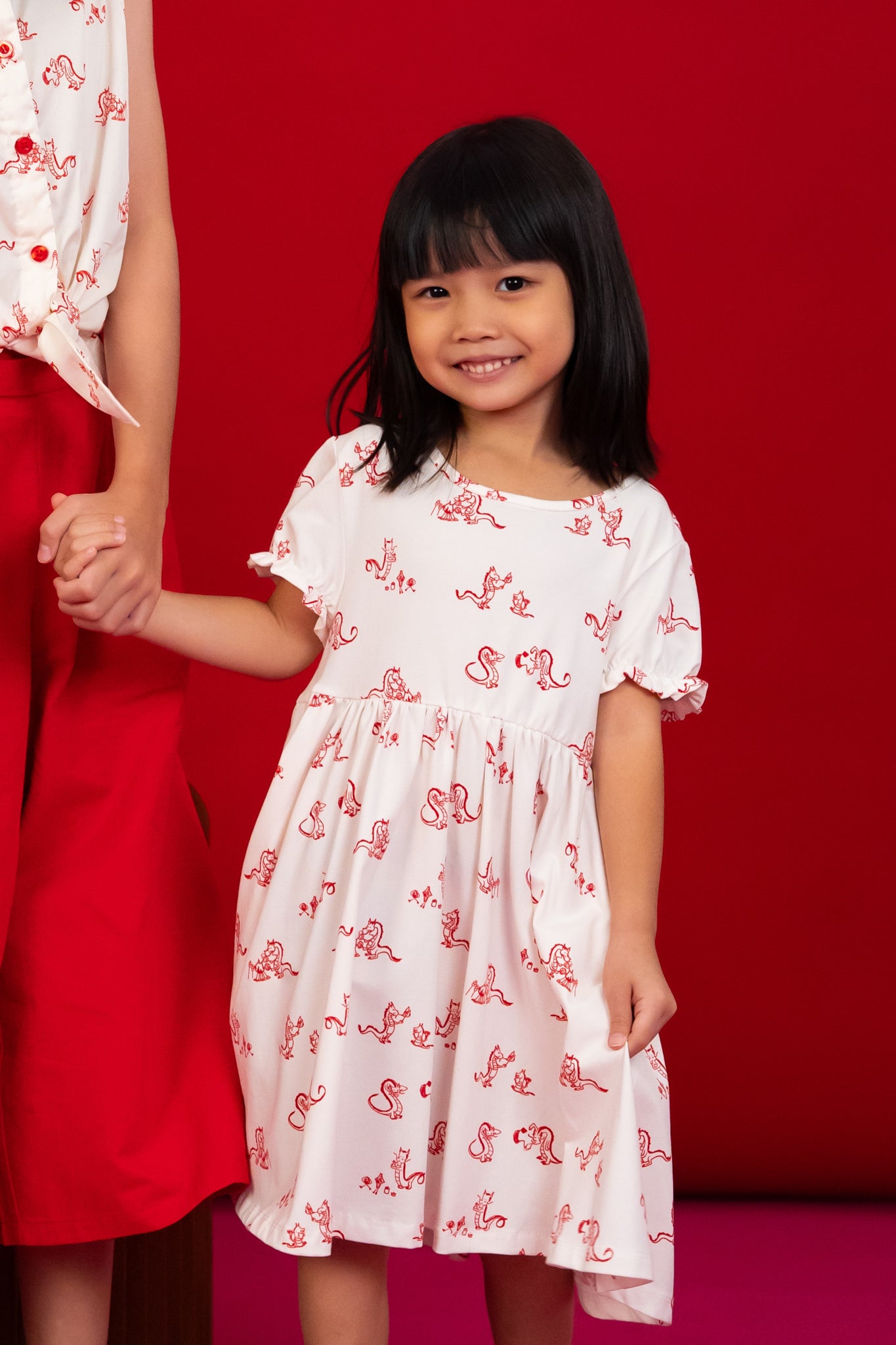 Jersey Scarlett Dress - Red Campfire Dragon