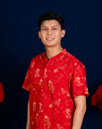 Men's Mandarin-collared Shirt - Red Dragon Pearl