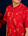 Men's Mandarin-collared Shirt - Red Dragon Pearl