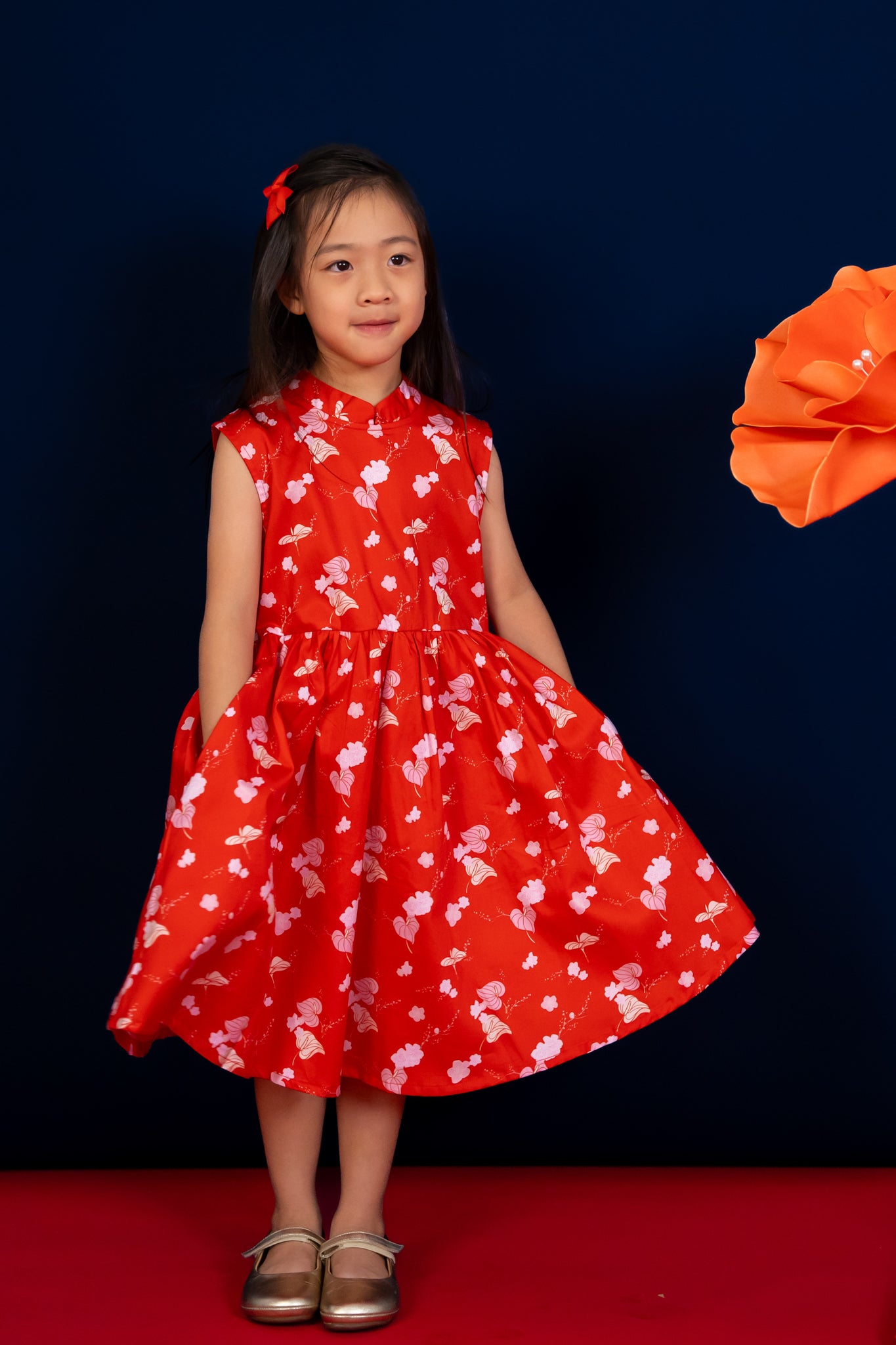 Twirly Cheongsam - Red Blossom Lily