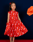 Twirly Cheongsam - Red Blossom Lily