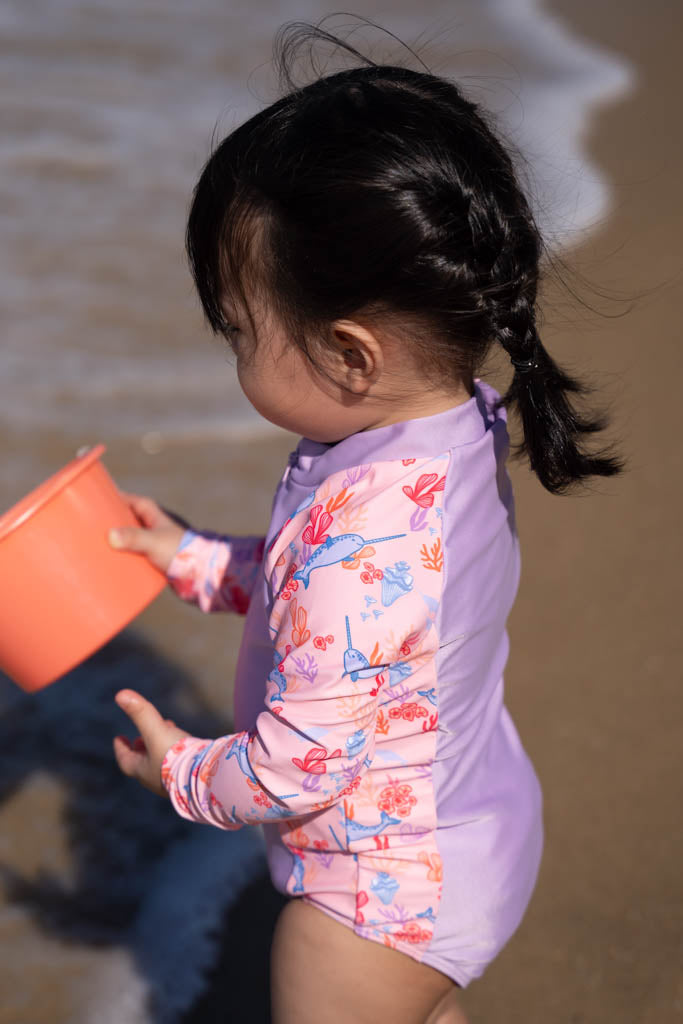 Girls Long-Sleeve Rash Swimsuit Narwhals