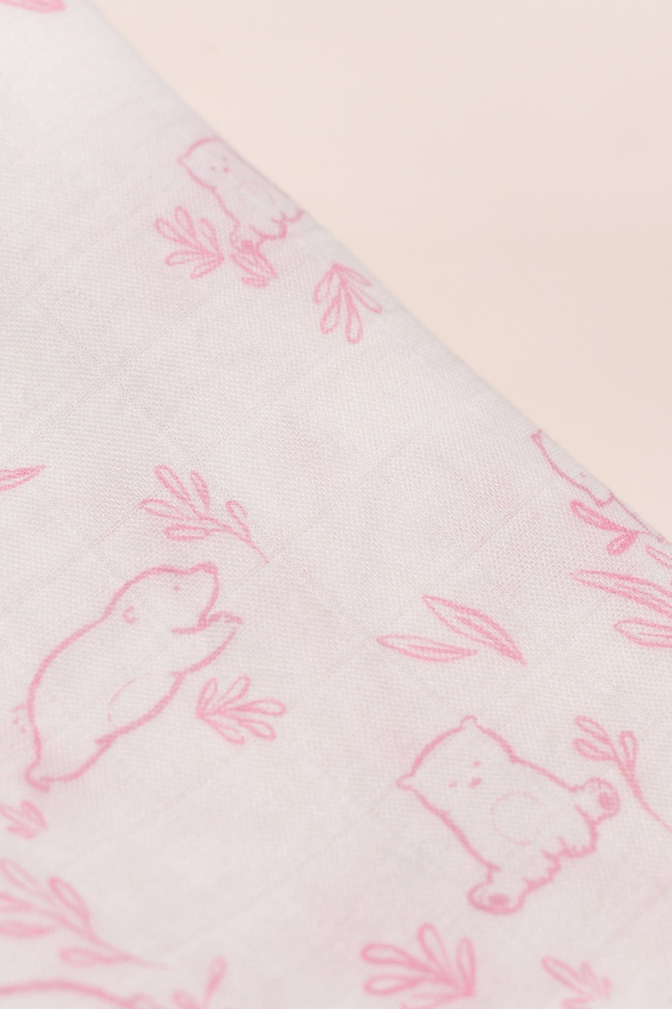 Bamboo Muslin Swaddle - Beary Pink