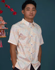 Men's Shirt - Cream Floral Bamboo