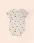 Short-Sleeve Onesie - Blue Trains Pooh