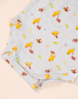 Short-Sleeve Onesie - Blue Trains Pooh