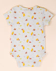 Short-Sleeve Onesie - Blue Trains Pooh
