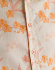 Men's Mandarin-collared Shirt - Cream Orchid Garden