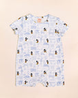 Short-sleeve Romper - Blue Hello Mickey