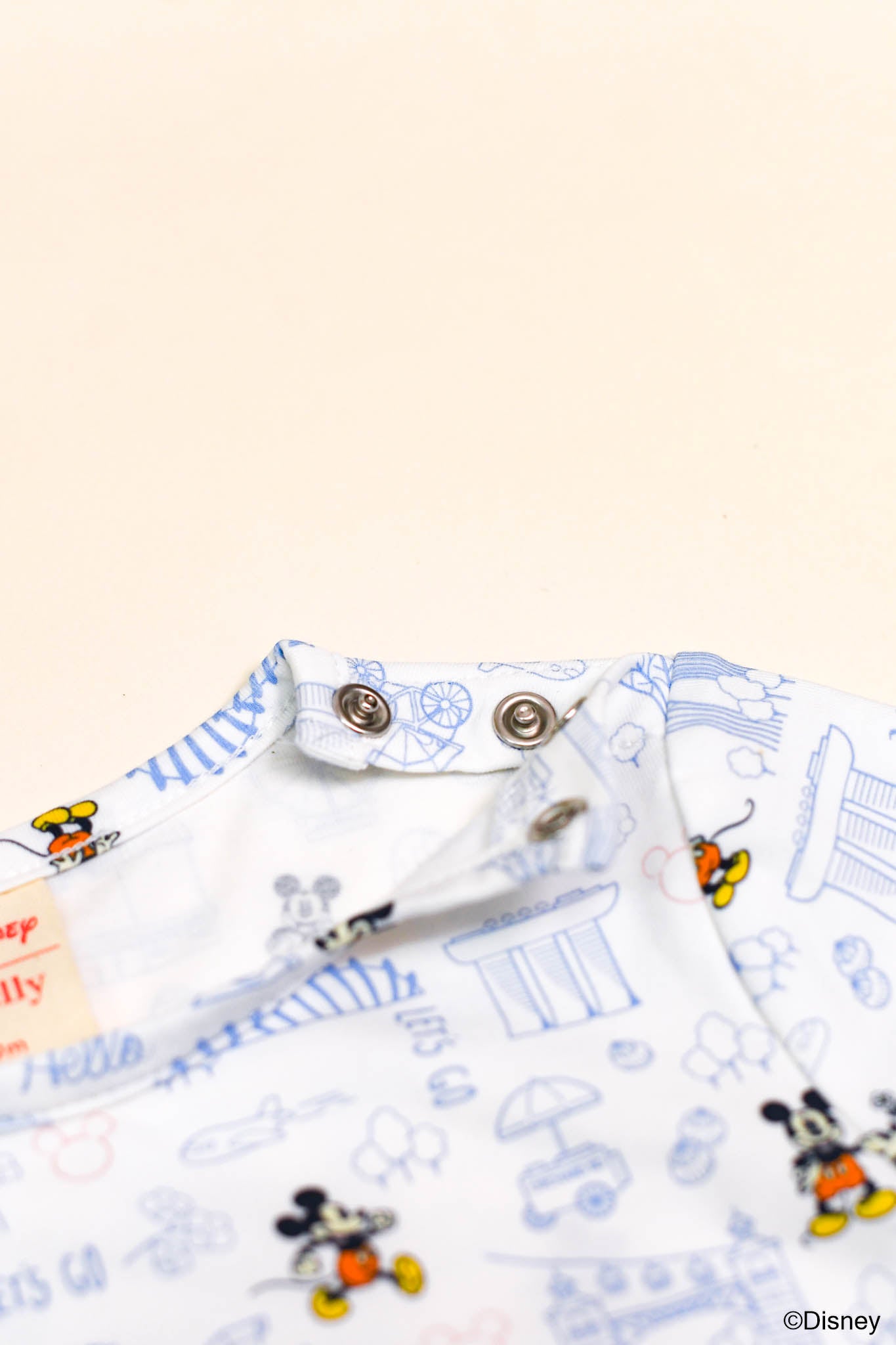Short-sleeve Romper - Blue Hello Mickey