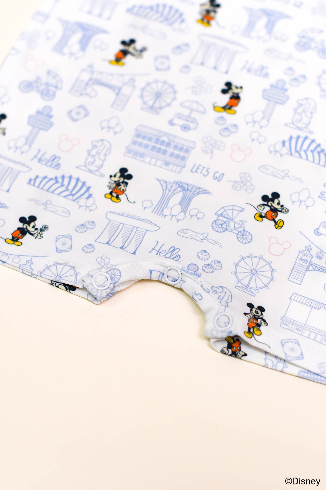 Short-sleeve Romper - Blue Hello Mickey