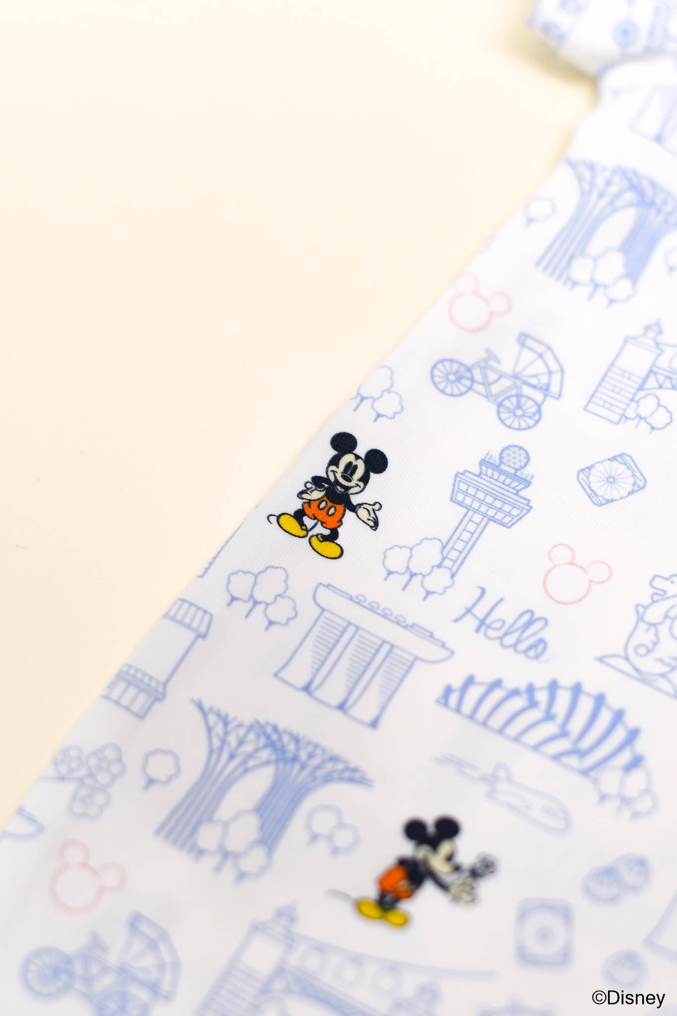 Short-sleeve Romper - Blue Hello Mickey