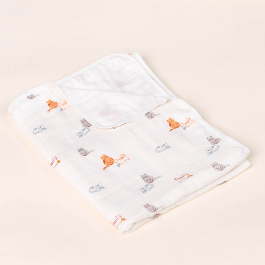 Bamboo Muslin Blanket - Sleepy Cats