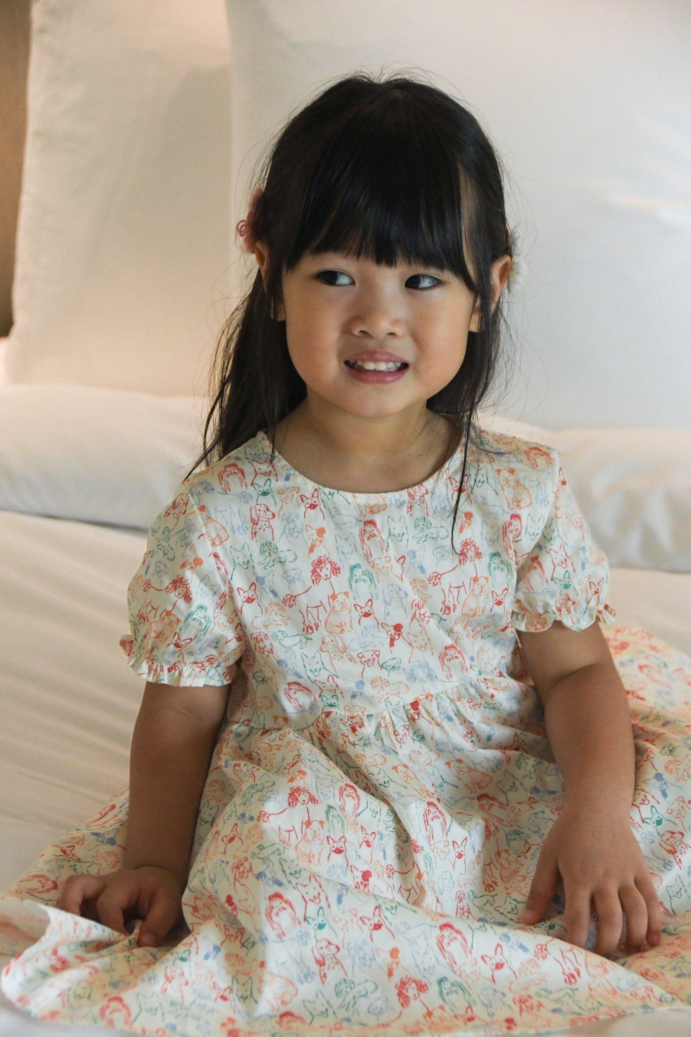 Scarlett Dress - Colourful Puppies | The Elly Store