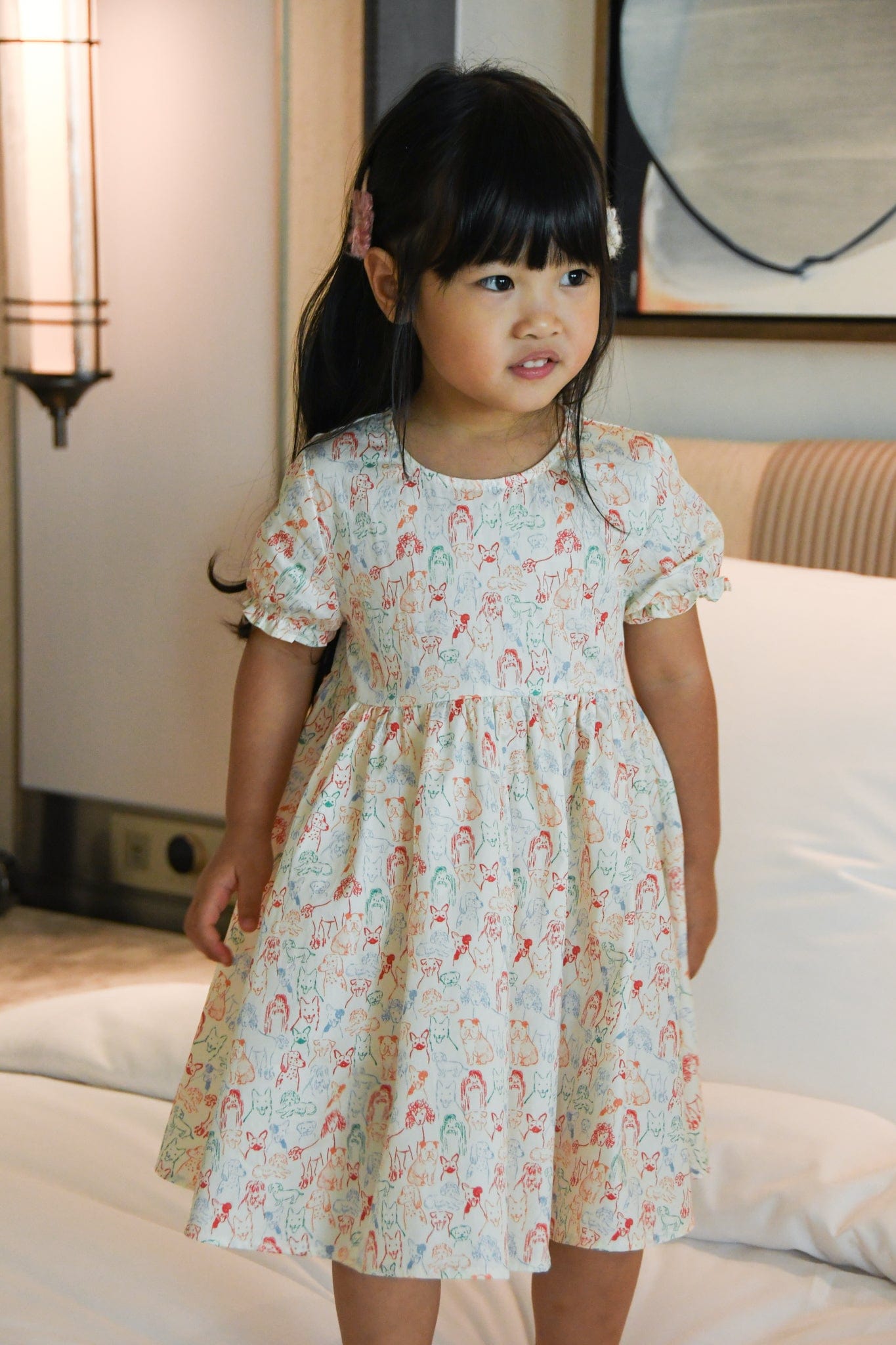Scarlett Dress - Colourful Puppies | The Elly Store