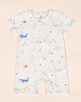 Short-Sleeve Zip Romper - Colourful Sea Creatures