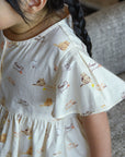 Claire Dress - Cream Latte Cats | The Elly Store