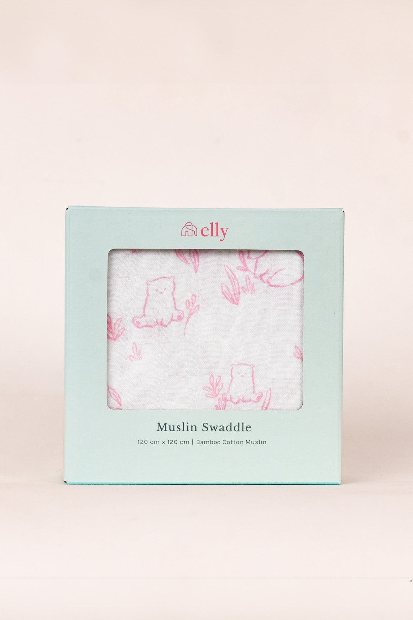 Bamboo Muslin Swaddle - Beary Pink