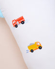Close up of pillow with vehicle print