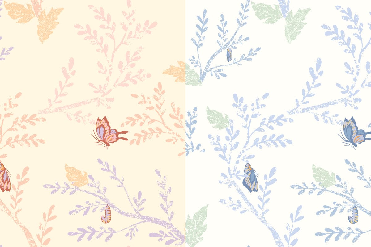 Flutter-Spring butterfly branch pattern