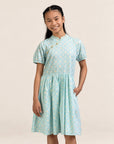 Giselle Cheongsam - Teal Plaid Tiles