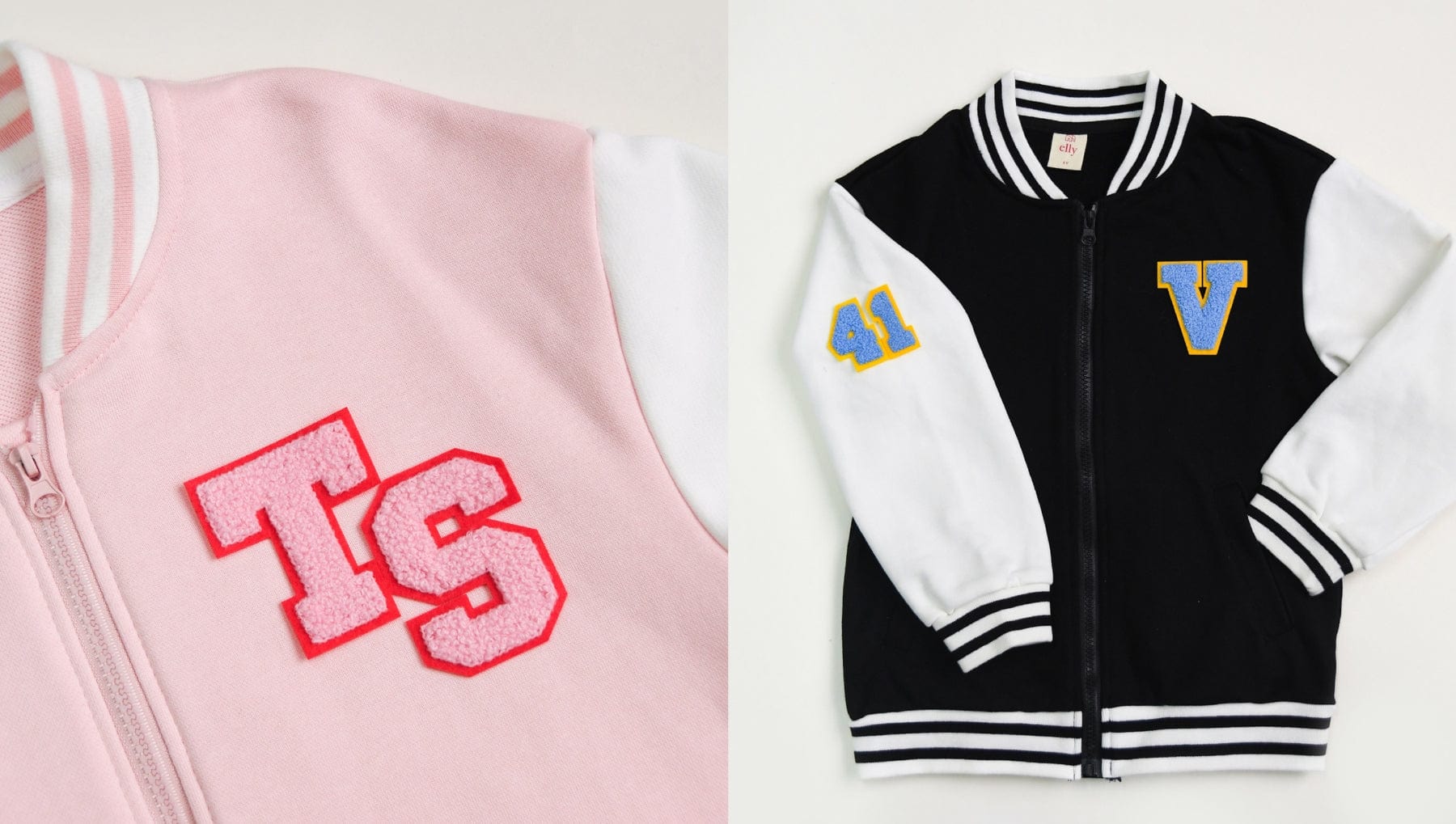 pink and black varsity jackets