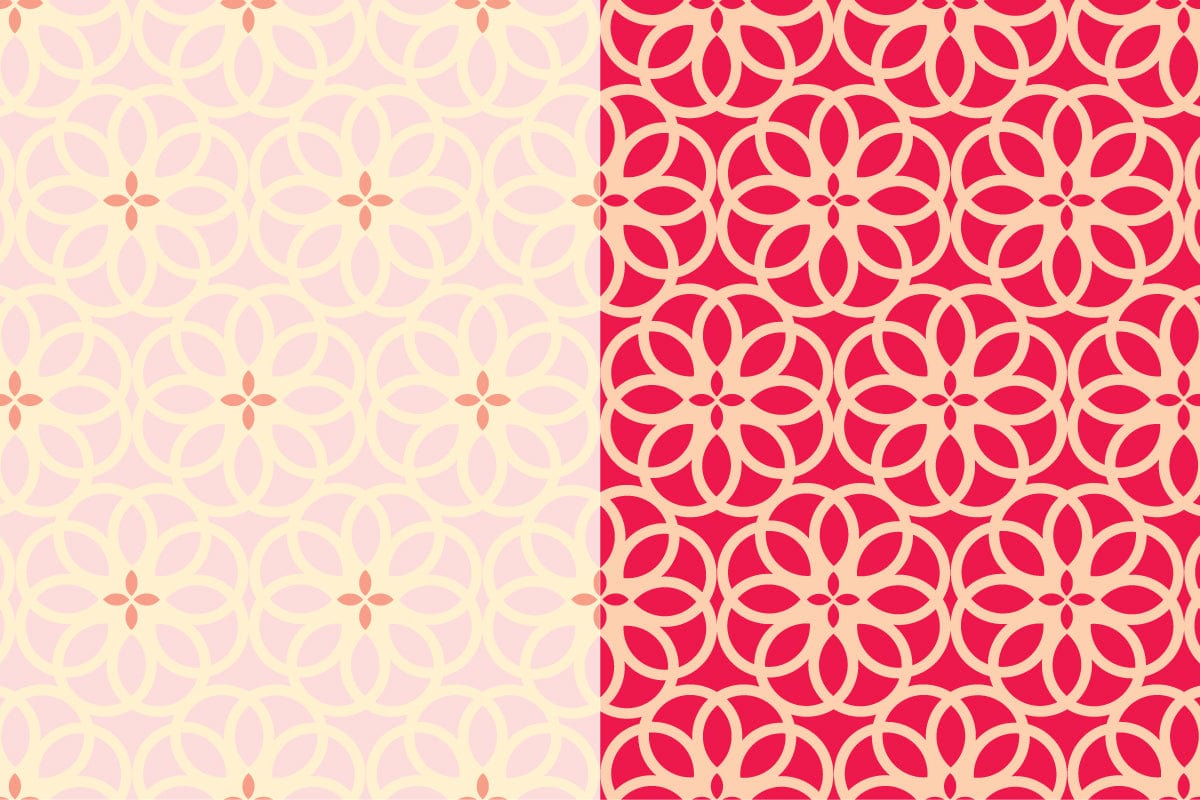 Honeycomb tiles pattern in red and cream