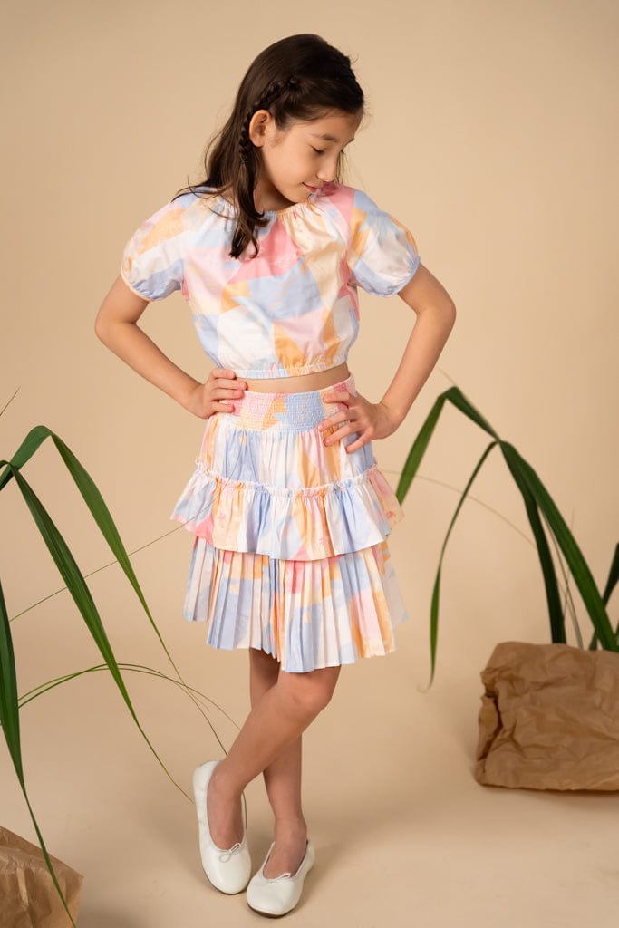 Girl in colorful two-piece outfit