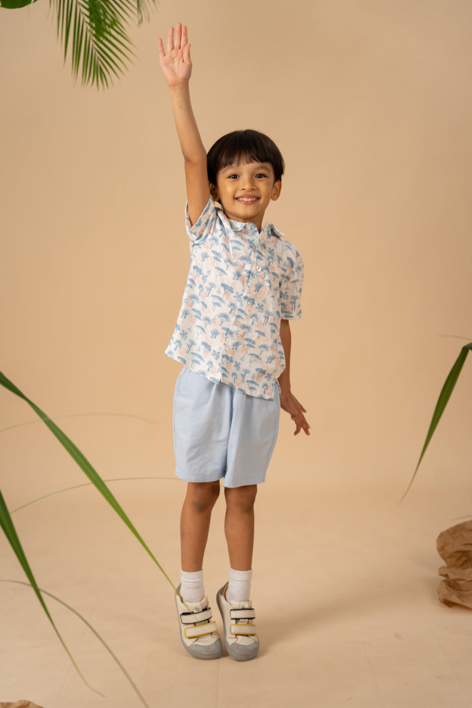 Little Man Shirt - Blue Safari