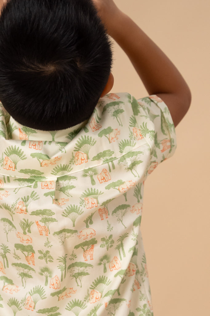 Little Man Shirt - Green Safari