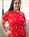 Ladies Capped Tee - Red Island Mickey