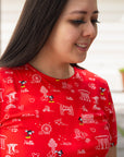 Ladies Capped Tee - Red Island Mickey
