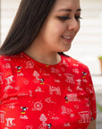 Ladies Capped Tee - Red Island Mickey