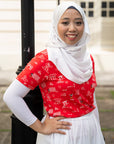 Ladies Capped Tee - Red Island Mickey