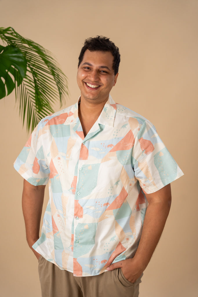 Men's Hawaiian Shirt - Green Landscape