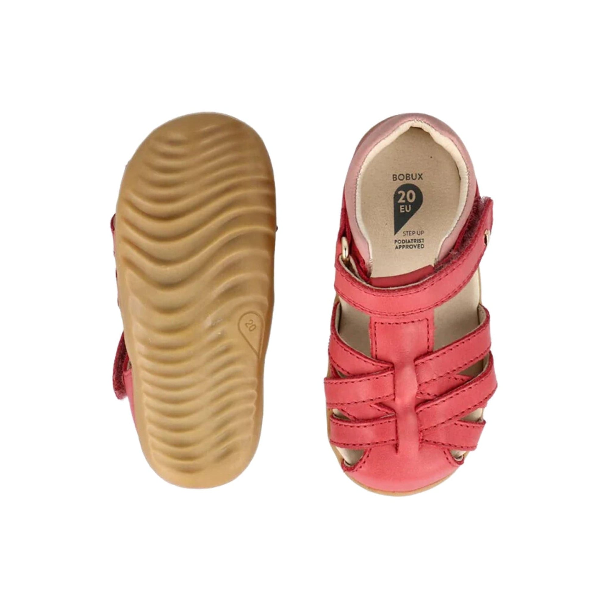 Bobux Mineral Red & Rose Cross Jump Sandals Step Up