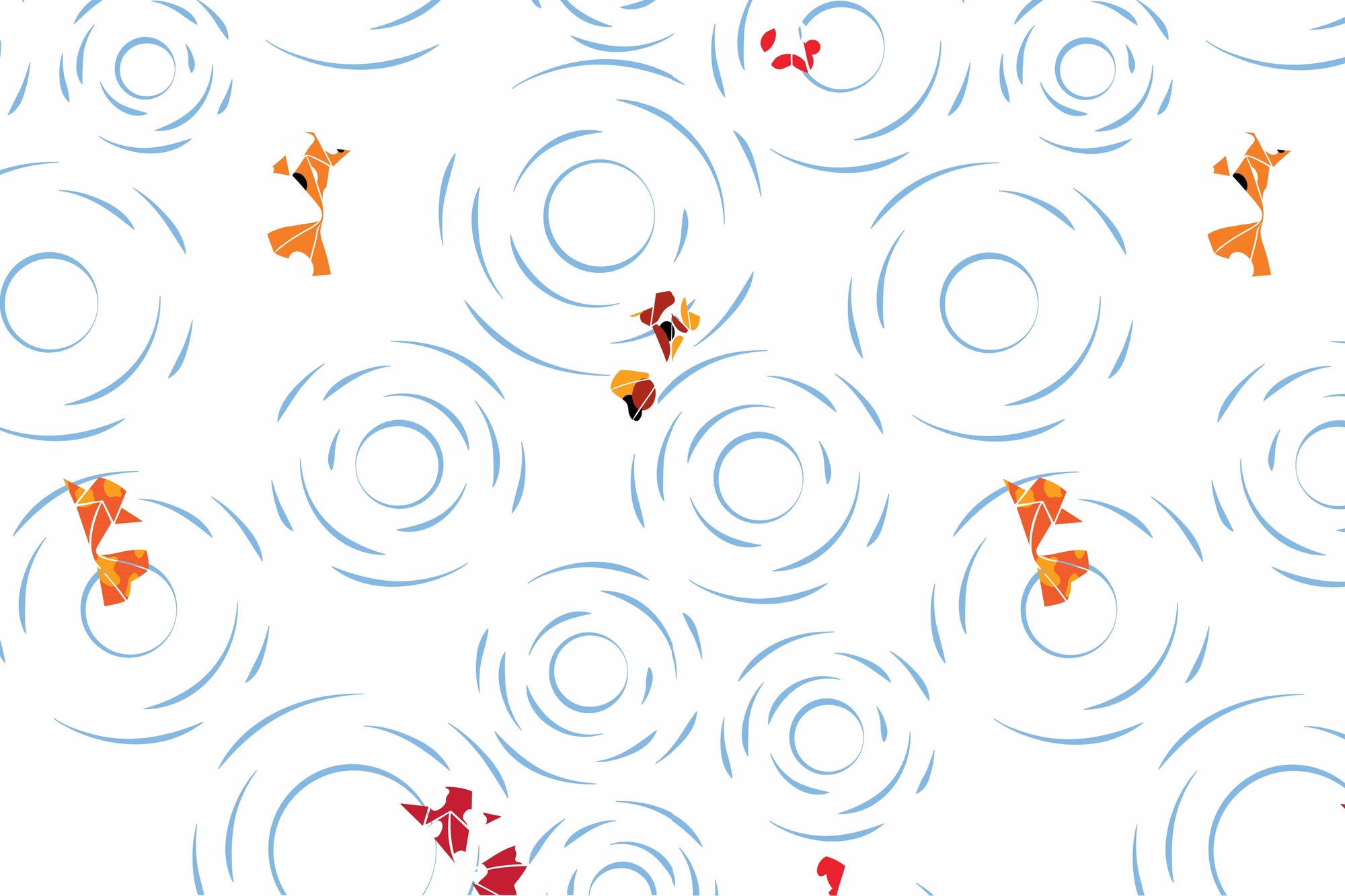 Origami goldfish print with ripple pattern