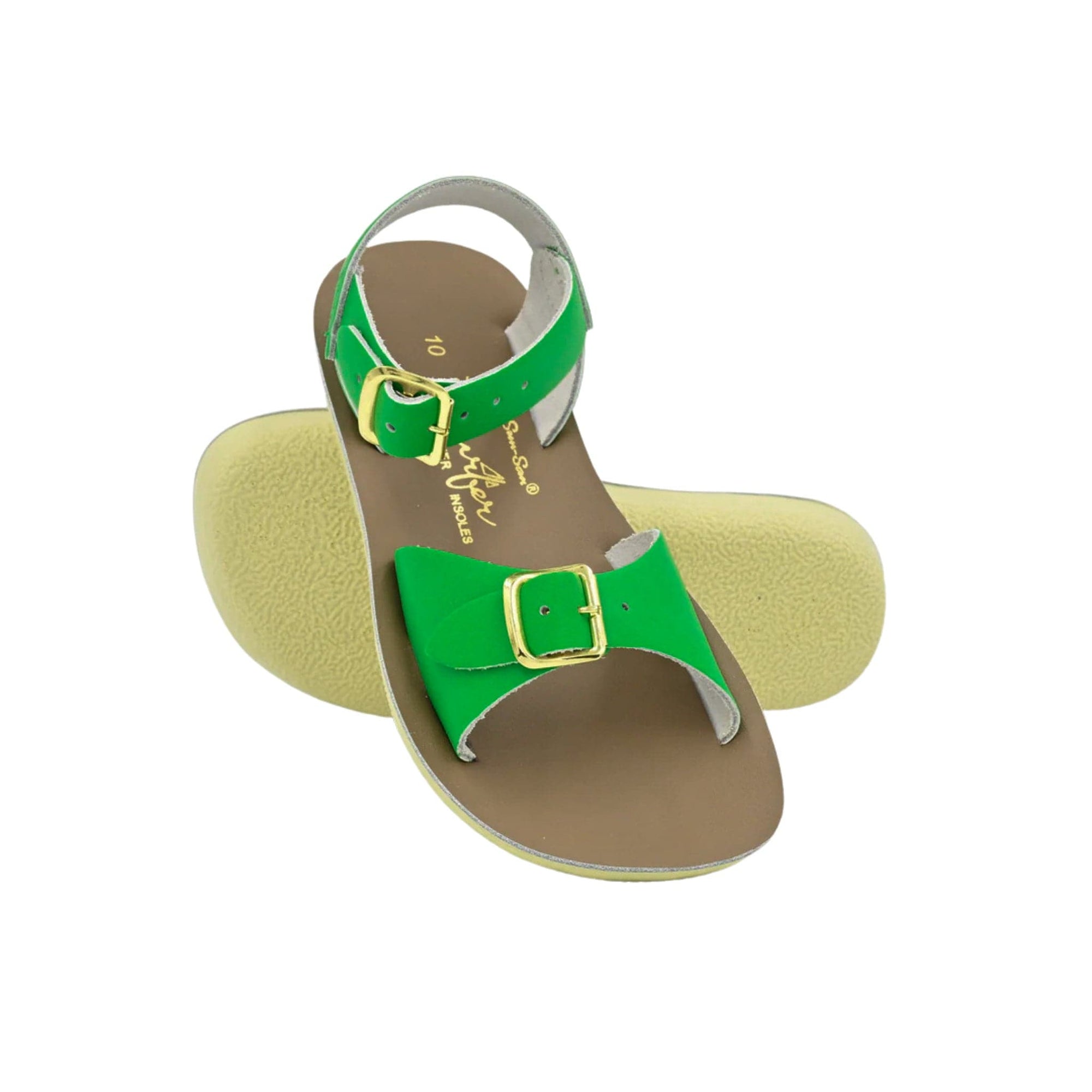 Green leather sandals